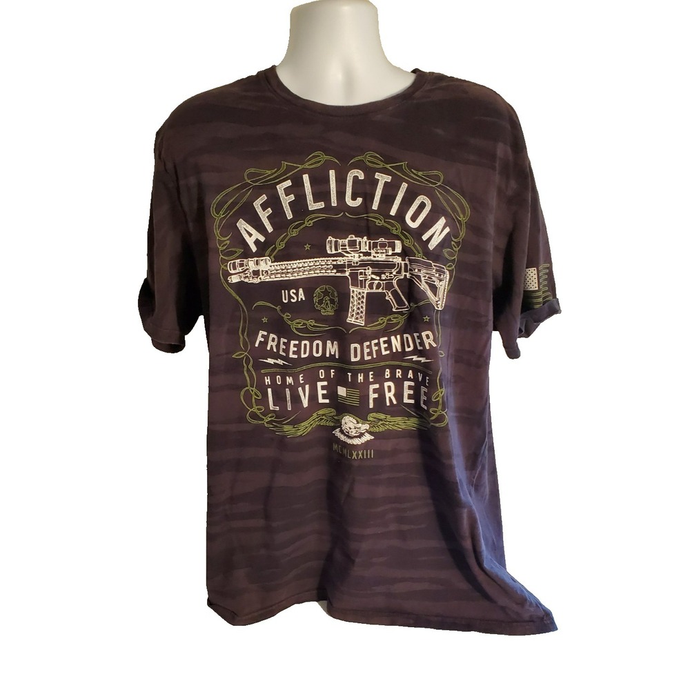 Affliction Men's 2XL Freedom‎ Defender Home of The Brave Live Free T-Shirt